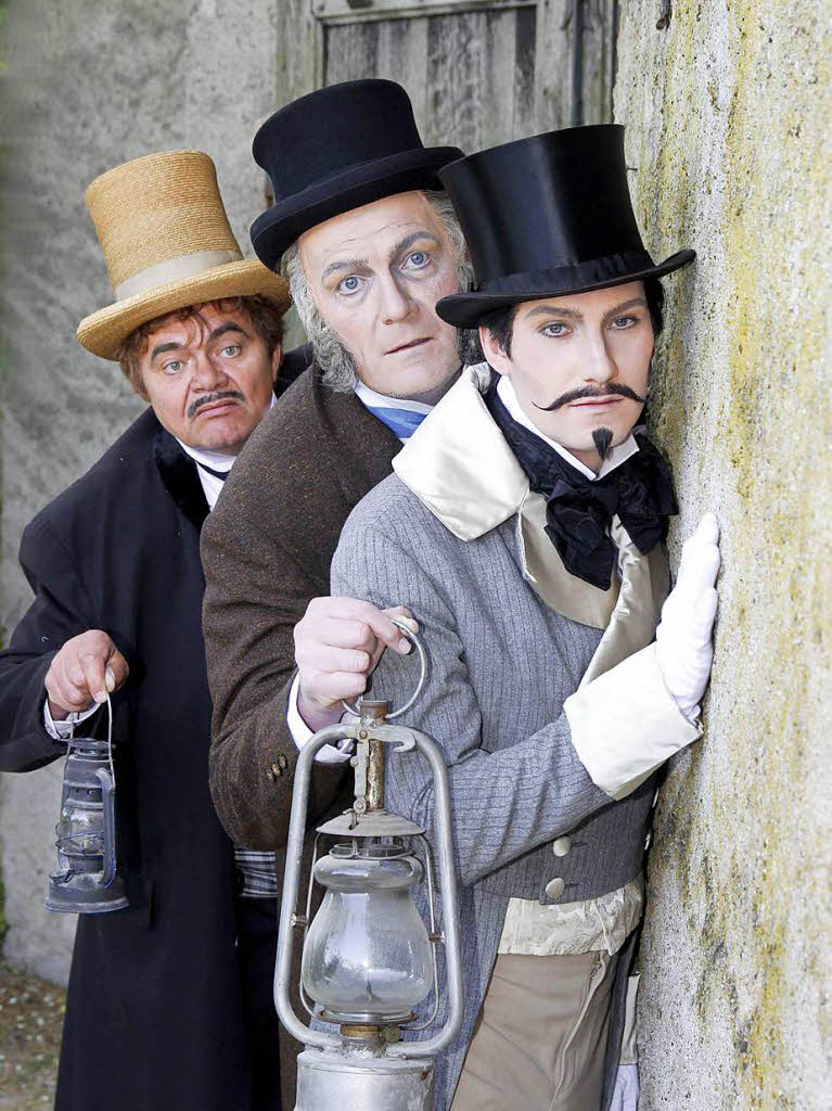 Die Vampirjger Dr. Seward (Andreas Geyler), Professor Van Helsing (Frank Ganz) und Lord Holmwood (Matthias Wassel) im Einsatz