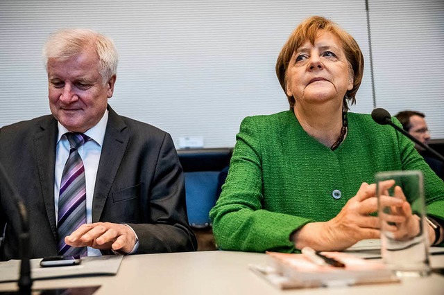 In der Flchtlingspolitik sind sie oft...ung: Horst Seehofer und Angela Merkel   | Foto: dpa