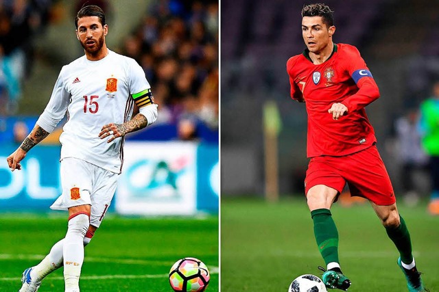 Sergio Ramos, Kapitn der spanischen N...ano Ronaldo, Spielfhrer von Portugal.  | Foto: AFP