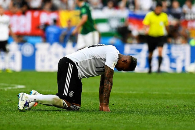 Am Boden &#8211; doch nun heit es fr...as deutsche Team, wieder aufzustehen.   | Foto: AFP