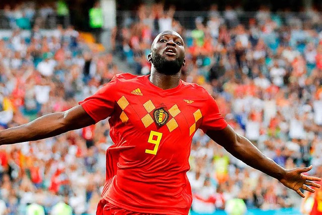 Romelu Lukaku aus Belgien freut sich ber seinen Treffer zum 3:0.  | Foto: dpa