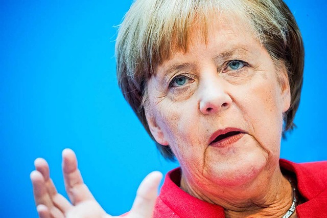 Kanzlerin Angela Merkel am Montag auf ...sie mit dem CDU-Prsidium getagt hat.   | Foto: dpa