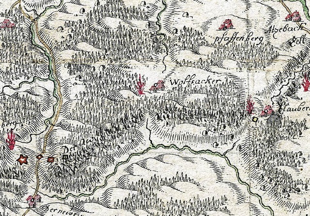 Ausschnitt aus der historischen Karte ...wiederentdeckten Signalfeuerstandort.   | Foto: Karte: Generallandesarchiv Karlsruhe