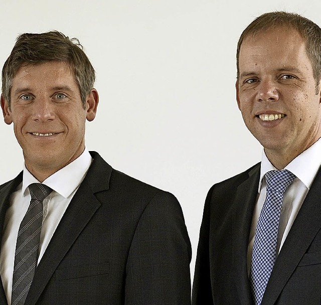 Marc Ullrich (links) und Jrg Straub s... Baugenossenschaft Bauverein Breisgau.  | Foto: Ingo Schneider