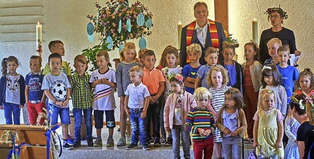 Der Kindergottesdienst mit Pfarrer Wil...enkrnern&#8220;  aktiv mitgestaltet.   | Foto: Julia Becker