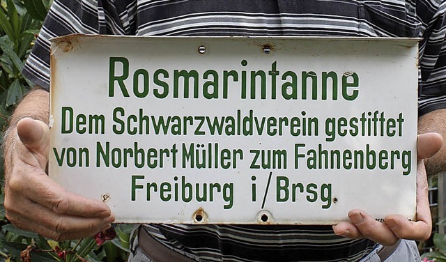 Dieses alte Schild, das an der einstig...n zu seinen Nachforschungen angeregt.   | Foto: Fssler