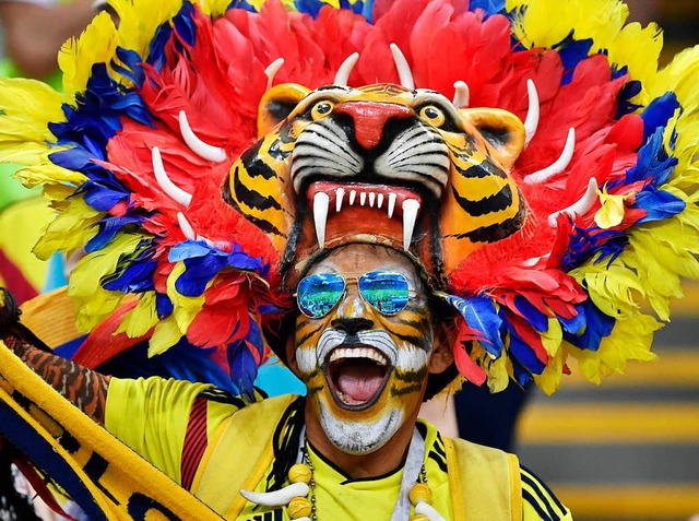 Die Fans feierten den  verdienten Sieg Kolumbiens.  | Foto: dpa