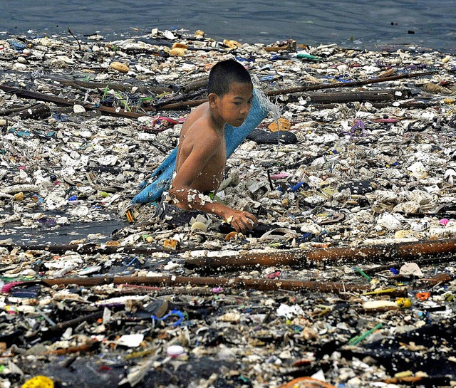 Plastikmll in der Bucht von Manila, Philippinen   | Foto: AFP
