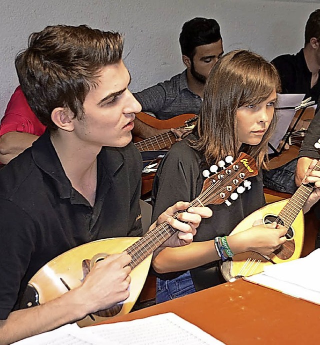 Die Jechtinger Zupfmusiker in Aktion am Sonntag   | Foto: Roland Vitt