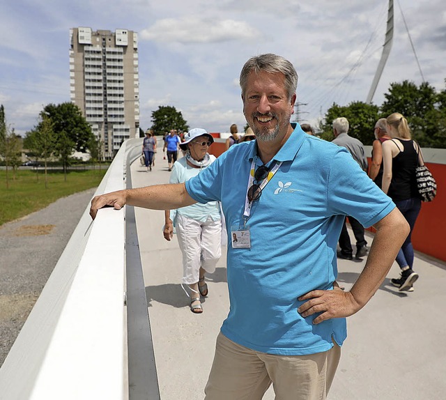 Die Landesgartenschau steht fr den Wa... Tilman Petters auf der Ortenaubrcke   | Foto: Christoph Breithaupt