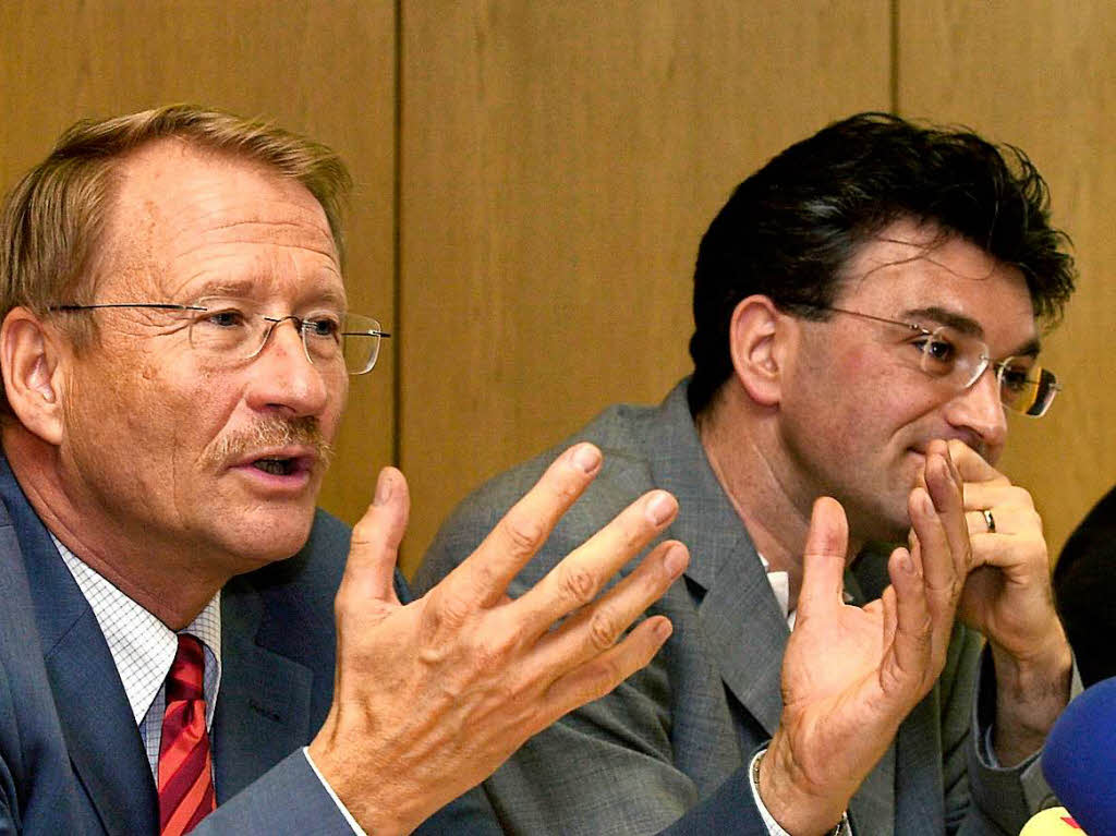 Vor seiner Zeit als Oberbrgermeister war Dieter Salomon Fraktionschef der Grnen im baden-wrttembergischen Landtag. Hier mit SPD-Fraktionschef Wolfgang Drexler.