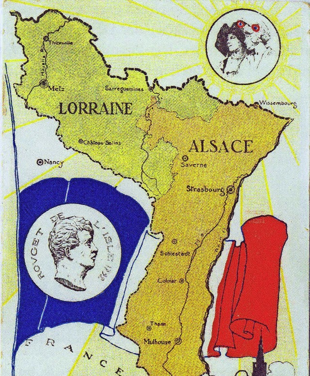 Diese im Band abgebildete Postkarte ze...othringen in den franzsischen Staat.   | Foto:  Dreilndermuseum Lrrach