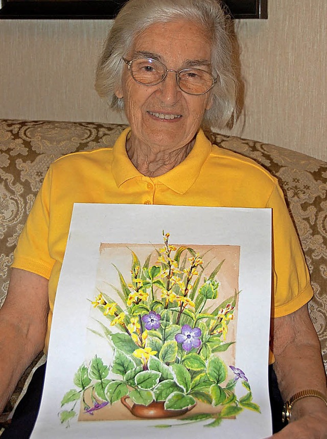 Blumenmotive haben es Hobbymalerin Daisy Obrist besonders angetan.   | Foto: Frey