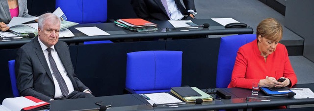 Innenminister Horst Seehofer und Kanzl...altsdebatte am Mittwoch im Bundestag    | Foto: dpa