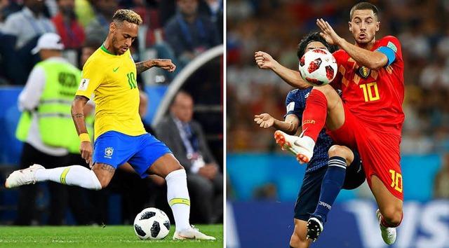 Zwei Spieler, die dem &#8222;vorweggen...zard (r.) und der Brasilianer Neymar.   | Foto: AFP