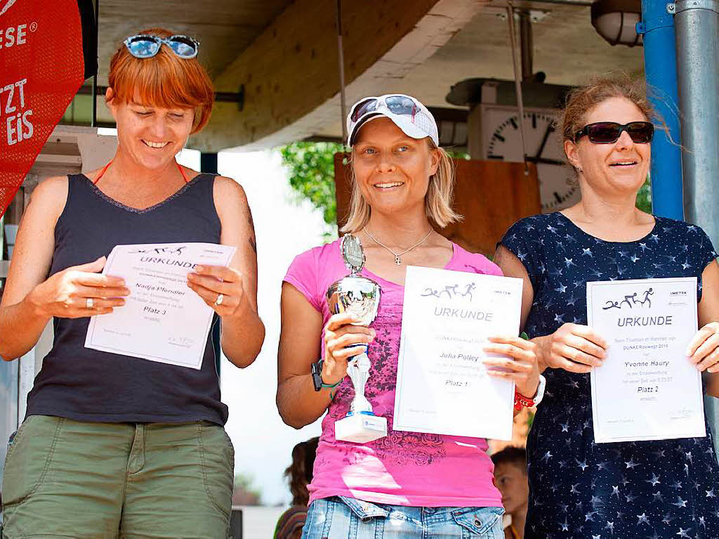 Die schnellsten Damen: Nadja Pfendler (Platz 3), Julia Polley (Platz 1) und Yvonne Haury (Platz 2).