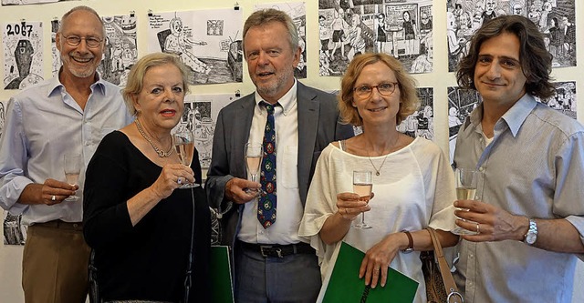 Stieen auf 50 Jahre Kunstverein an: H...ze-Vorsitzende Tom Ferraro (von links)  | Foto: Roswitha Frey