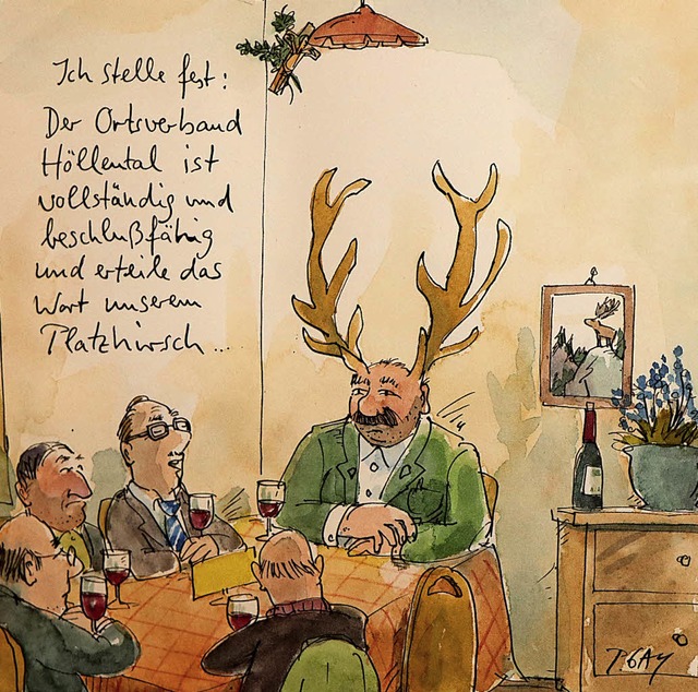 Ein Heimspiel: das Cartoon &#8222;Platzhirsch&#8220;   | Foto: Dieter Maurer