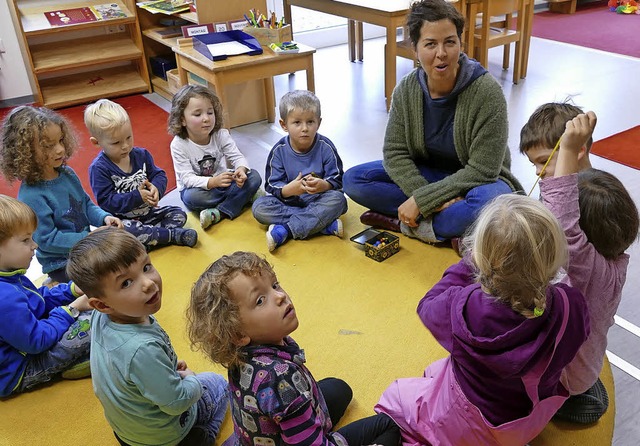 Noch werden die Kinder in Kirchzarten-...bau soll im Januar bezugsfertig sein.   | Foto: Markus Donner