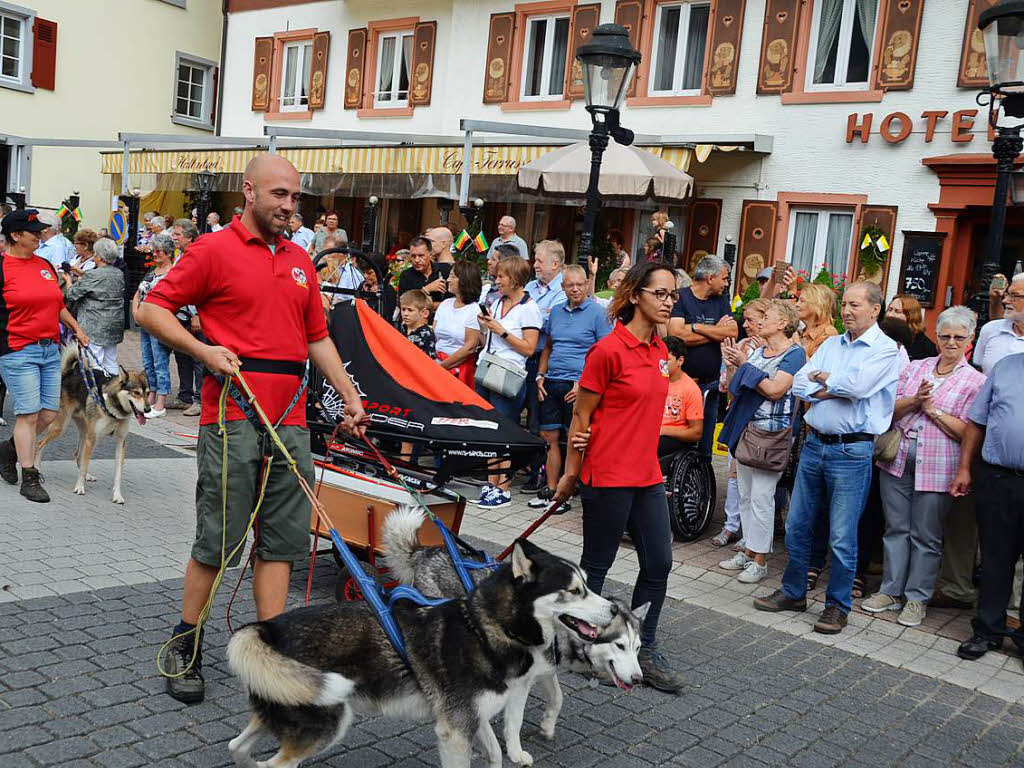 Auch Schlittenhunde durften beim Umzug natrlich nicht fehlen.