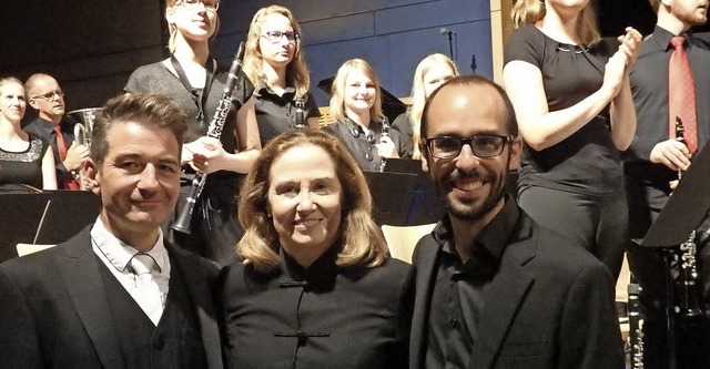 Die drei Dirigenten Rdiger Mller (li...a Holcomb und Jos Ignacio Blesa-Lull   | Foto: Bianca Flier
