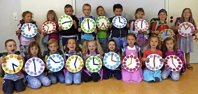Die knftigen Schulkinder haben sich die Uhr gestellt fr den Schulanfang.   | Foto: Kita St. Josef Simonswald