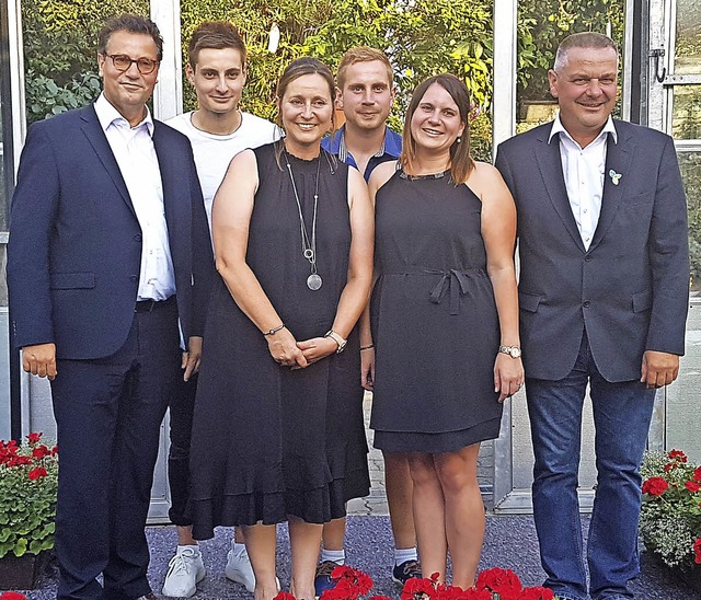 Minister Peter Hauk, Jakob, Kerstin, R...,  Magdalena und Gerhard Hugenschmidt   | Foto: Sarah Wunderlin