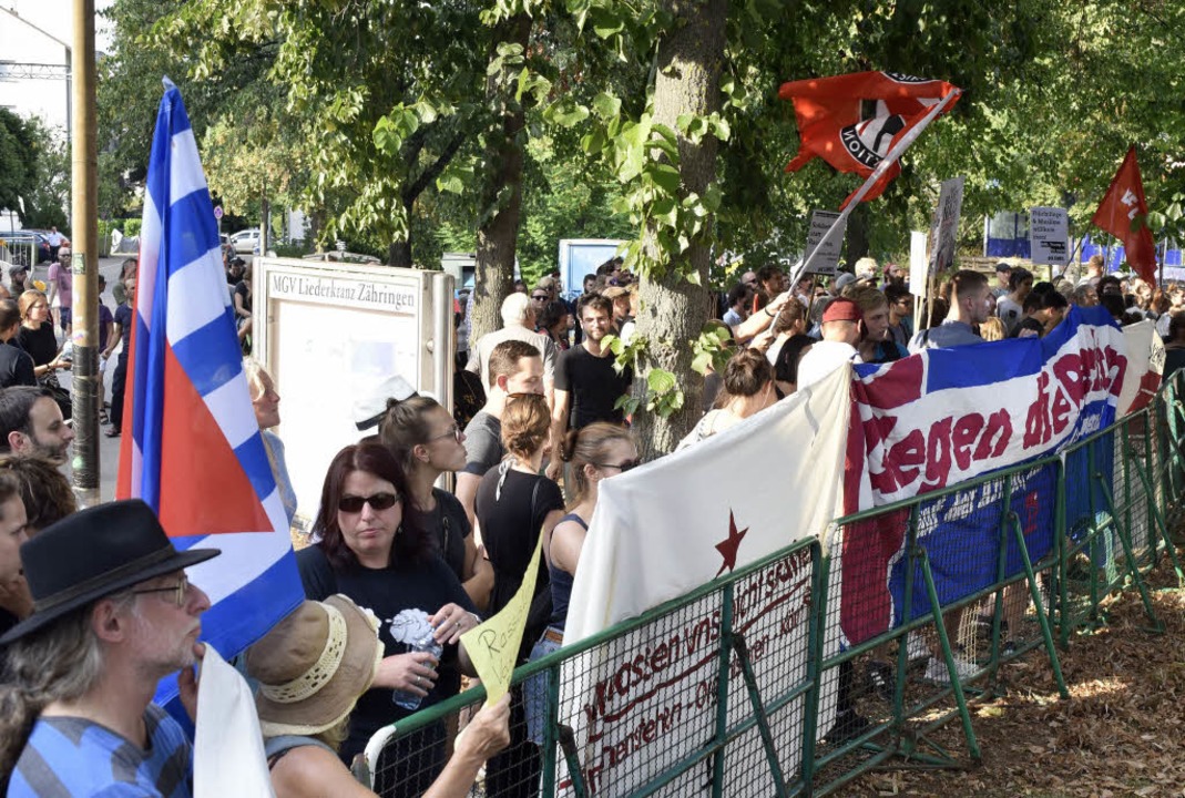 Demonstration gegen die AfD in Zhringen.  | Foto: Thomas Kunz