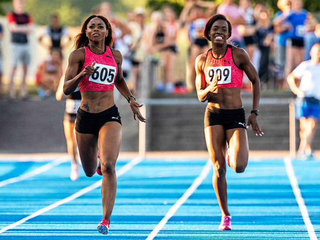 Die Jamaikanerin Yanique Haye (links) gewann auch ber 400 Meter vor ihrer Landsfrau Dawnalee Loney