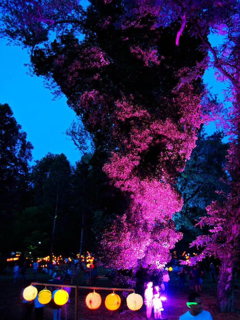 Stimmung im Kurpark nach Anbruch der Dmmerung - jetzt kamen die schnen Belechtungselemente voll zur Geltung.