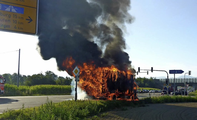 Lkw-Brand bei Bad Krozingen-Hausen  | Foto: POlizei