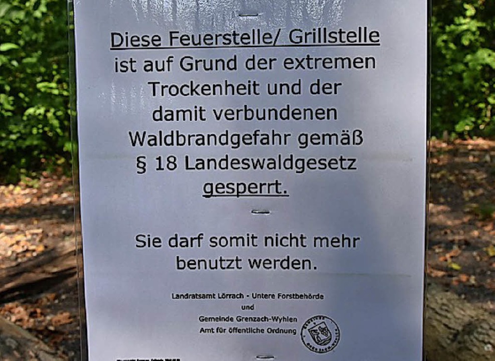 Grillen im Wald ist vorerst verboten GrenzachWyhlen