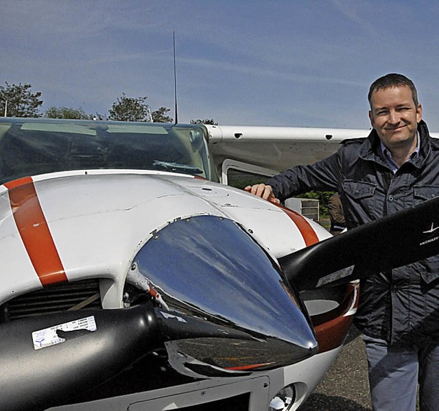 Frank Kasparek  mit seinem Hagelflieger    | Foto: Archivfoto: Helmut Seller