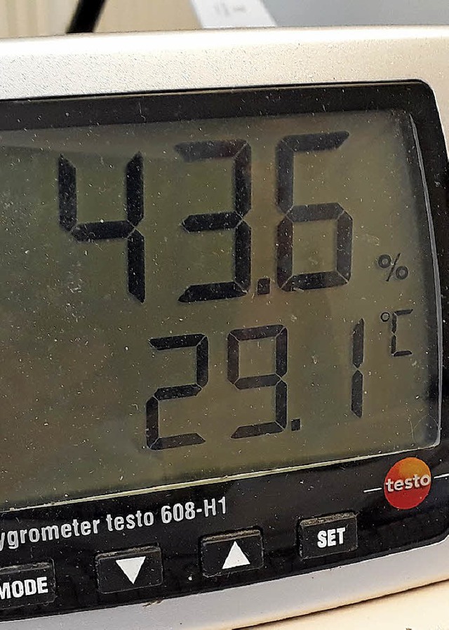 Fast 30 Grad zeigt das  Hygrometer im Bro an.   | Foto: Peter Stellmach
