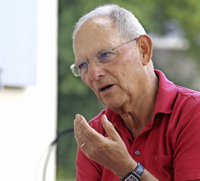 Wolfgang Schuble beim BZ-Interview im... Steinwurf von seiner Wohnung entfernt  | Foto: Peter Heck