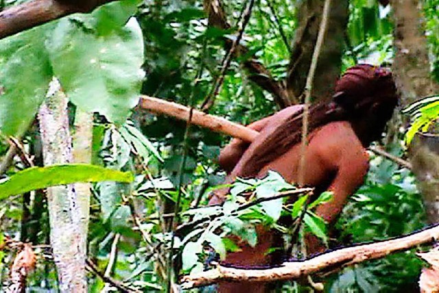 Aus der Ferne mit der Videokamera aufg... Volkes bearbeitet seine Pflanzungen.   | Foto: Fundao Nacional do ndio