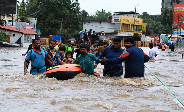 Kerala versinkt derzeit in Wassermassen.  | Foto: AFP