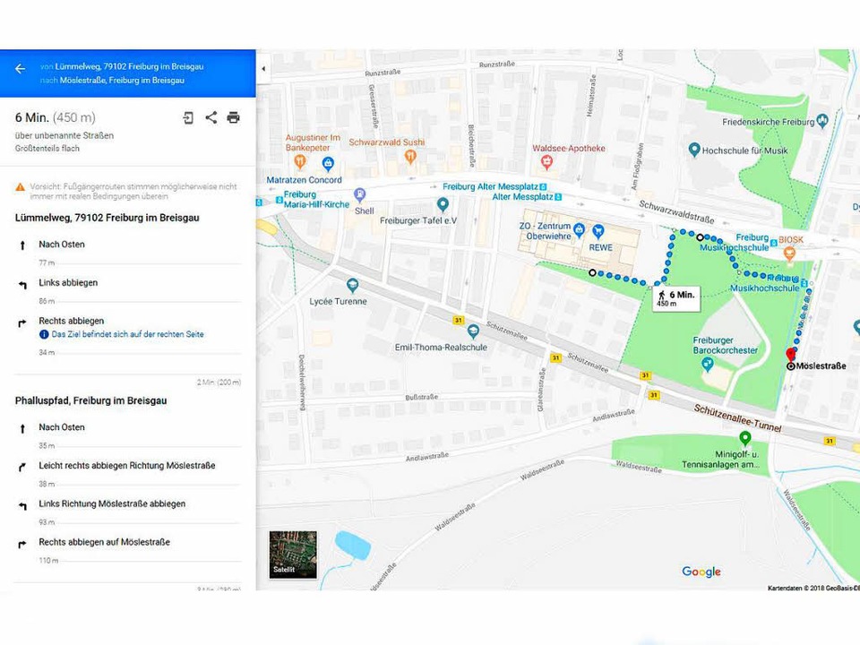 Google Maps hat den Lmmelweg und den ...reenshot beweist, dass es sie mal gab.  | Foto: Screenshot