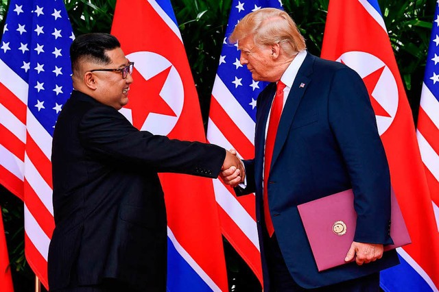 Im Juni jubelte US-Prsident Trump nac...eas Kim Jong-un ber einen Durchbruch.  | Foto: AFP