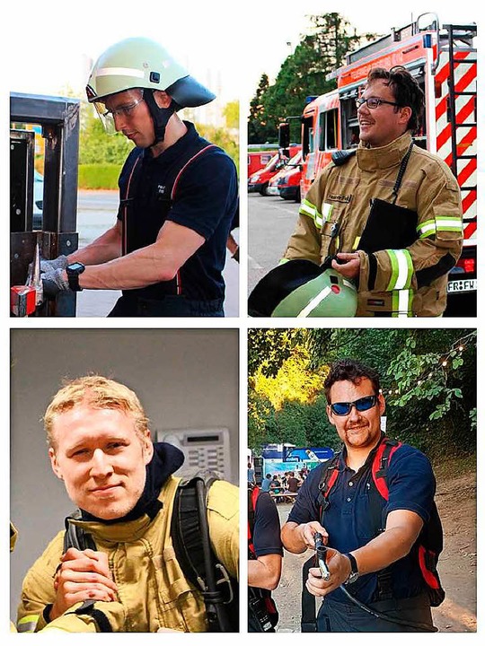 Benjamin, Tilman, Thomas und Fabian (v...Feuerwehr in der Abteilung Unterstadt.  | Foto: Andreas Palzer
