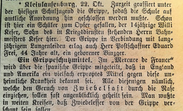 Nachrichten und Informationen zur Span...m 23. Oktober 1918 (Nr. 168) gegeben.   | Foto: Repro: Irene Krau