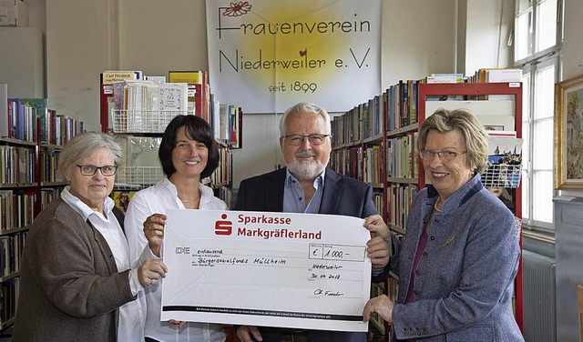 Eine Spende in Hhe von 1000 Euro ber... Lisa Fickler vom Brgersozialfonds.    | Foto: Volker Mnch