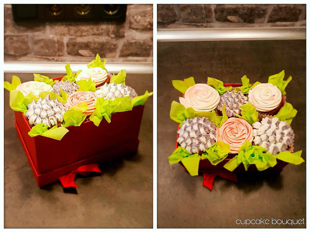Jessica Graf: Meine handgemachten Lieblingscupcakes in Form eines Blumenstraues. Die Bilder enstanden nach dem Backen.
