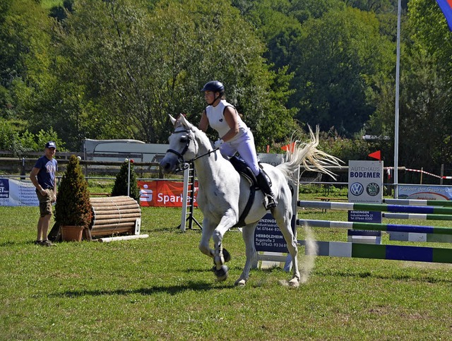 Auch eine Springprfung gehrt zum Vielseitigkeitsreiten.   | Foto: Schimanski