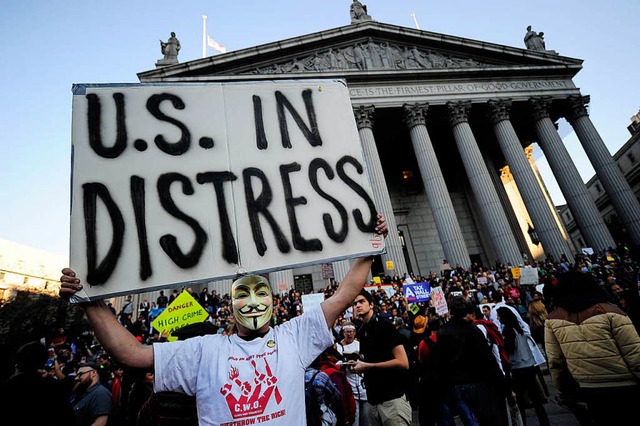 Proteste gegen die Finanzwelt gab es i...ht nur an der Wall Street in New York.  | Foto: AFP