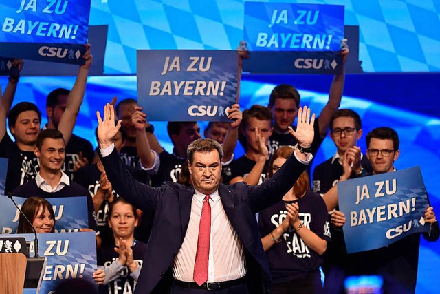 Markus Sder auf dem CSU-Parteitag.  | Foto: AFP