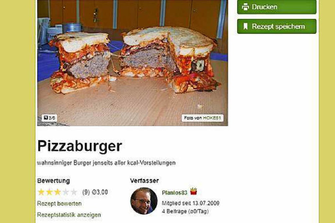 Ein Burger jenseits aller kcal-Vorstellungen.  | Foto: Worst of Chefkoch/Screenshot