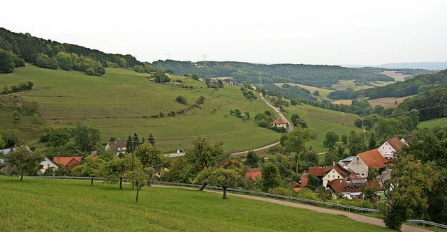 Oberwangen liegt idyllisch von Hgeln ...Hintergrund ist Unterwangen zu sehen.   | Foto: Johannes Renner