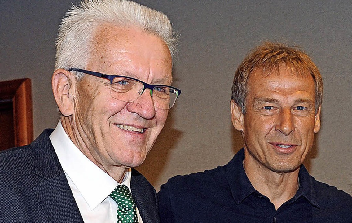 Winfried Kretschmann und Jrgen Klinsmann in San Francisco   | Foto: dpa