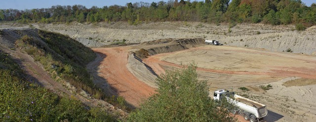 In der Holcim-Grube wird derzeit ein D... des umliegenden Gelndes aufgefllt.   | Foto: Lauber